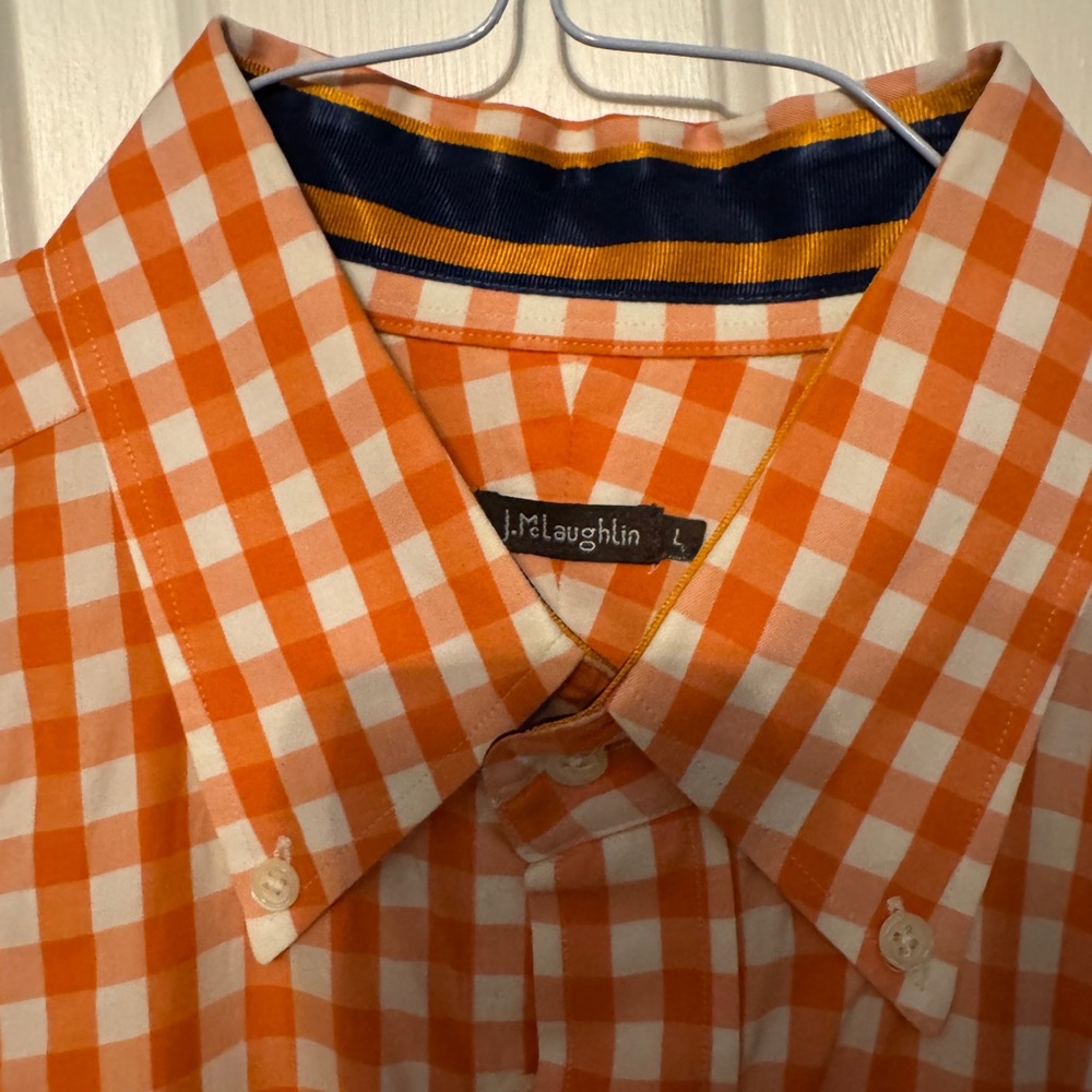 Orange And White Gingham Button Down - image 2